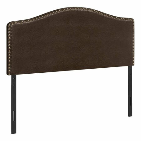 DAPHNES DINNETTE 3 in. Leather Hook Headboard Bed - Brown & Black - Full Size DA3076398